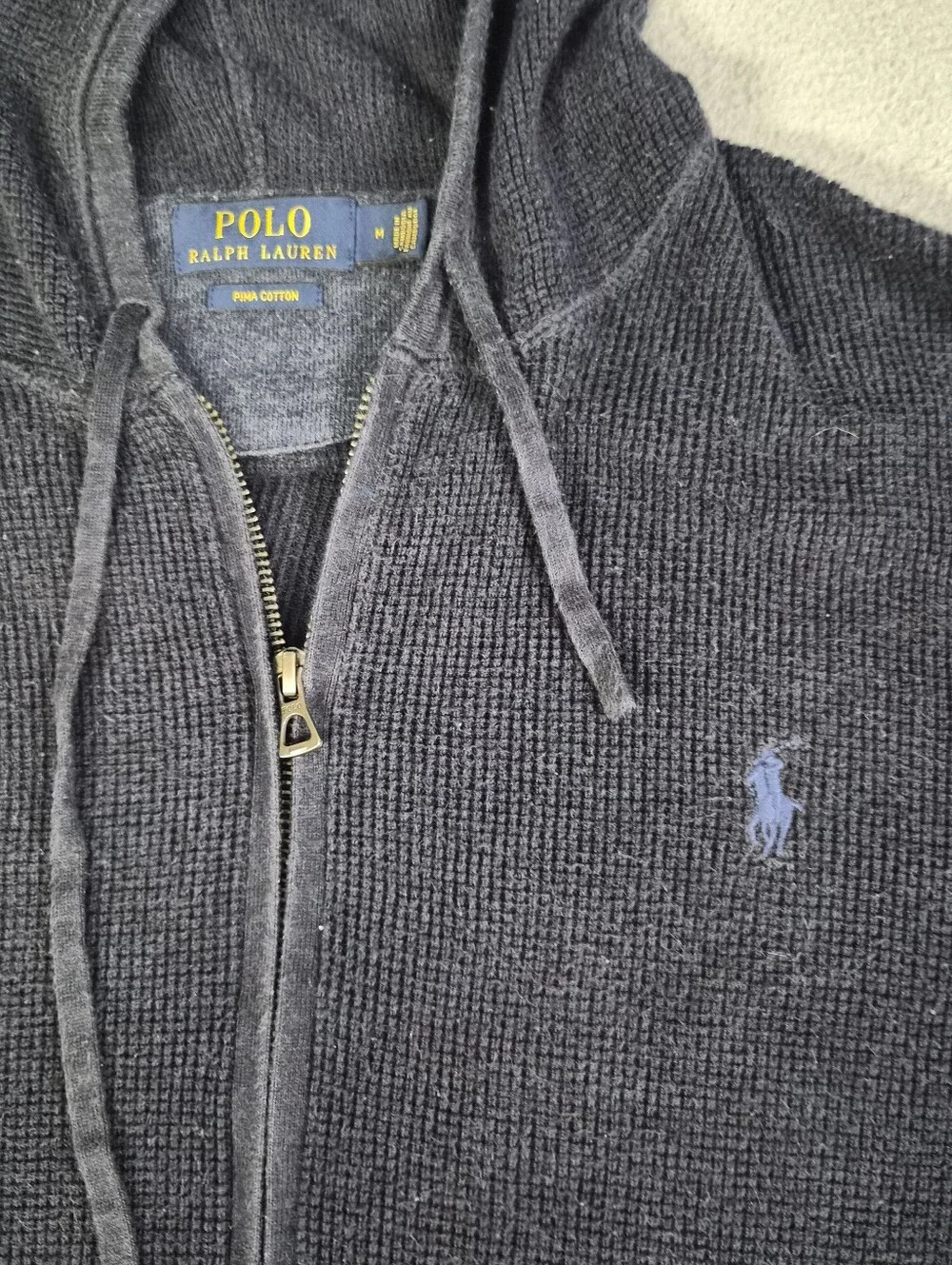 Polo Ralph Lauren navy blue zip up hoodie Pima cotton blue embroidery size men M